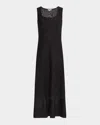 Misook Modern-fit Sheer Inset Knit Midi Dress In Black