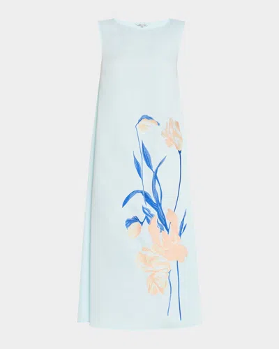 MISOOK MODERN-FIT SLEEVELESS EMBROIDERED MIDI DRESS