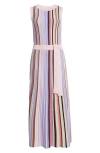 Misook Modern Fit Sleeveless Rib Knit Dress In Viola Multi
