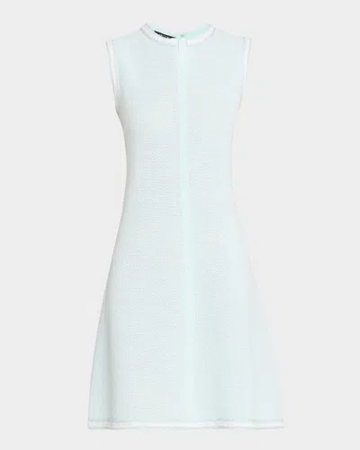 Misook Modern-fit Sleeveless Tweed Knit Dress In Aquatic/white
