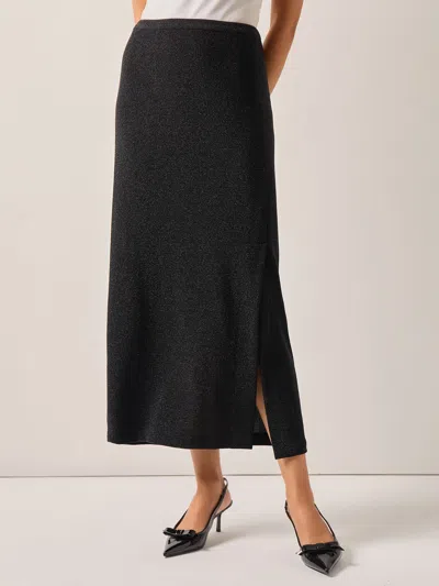 Misook Modern Fit Sparkle Stretch Woven Straight Maxi Skirt In Black