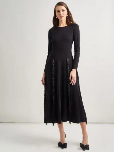 Misook Modern Fit-and-flare Sequin Princess Seam Knit Maxi Dress In Black