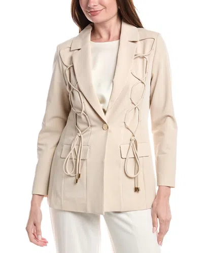 Misook Modern Single Button Jacket In Metallic