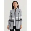 Misook Monochrome Jacquard Knit Jacket In Multi