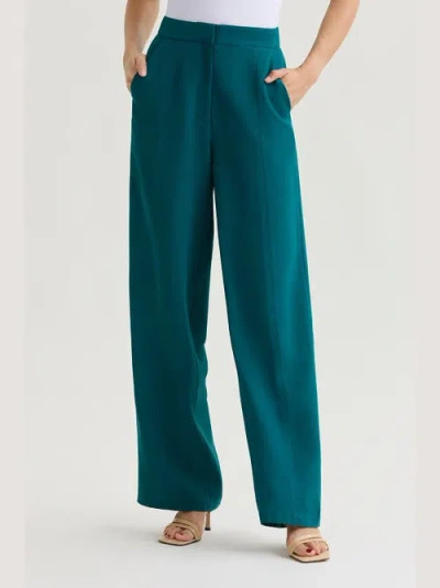 Misook Naomi Wide Leg Crepe De Chine Pant In Green