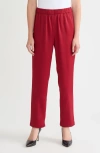 Misook Nora Crêpe De Chine Straight Leg Pants In Red