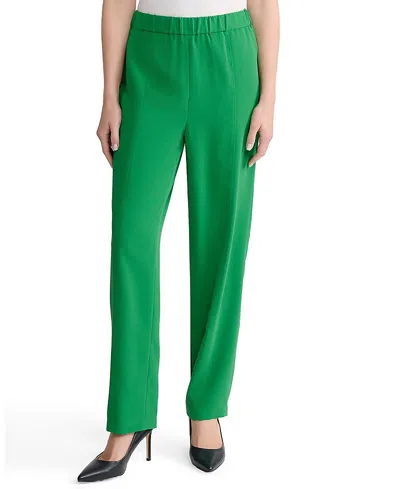 Misook Nora Straight Leg Crepe De Chine Pant In Green