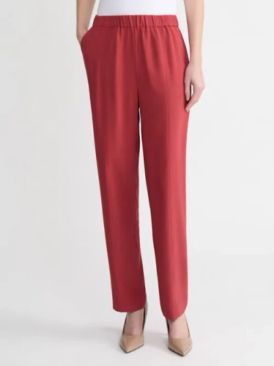 Misook Nora Straight Leg Crepe De Chine Pant In Burgundy