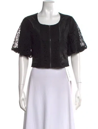Pre-owned Misook Nylon Lace Pattern Top W/ Tags In Black