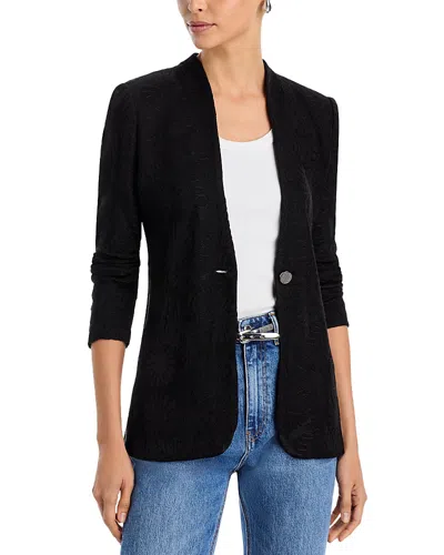 Misook One Button Knit Jacquard Jacket In Black