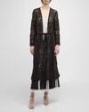 Misook Open-front Crochet Heritage Duster In Black