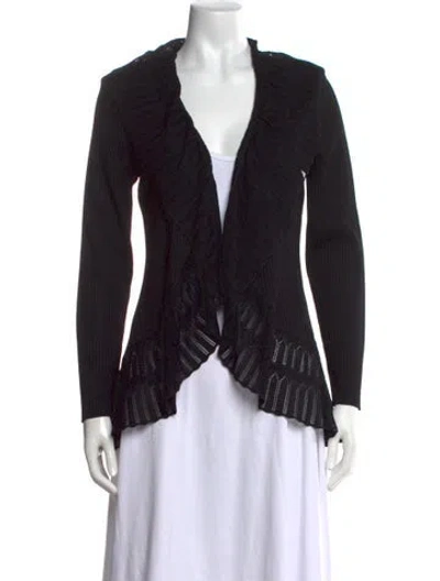 Pre-owned Misook Open Front Sweater In Black