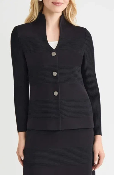 Misook Ottoman Stitch Jacket In Black