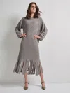 Misook Oversized Cable Knit Wool Blended Sheath Maxi Dress In Grey