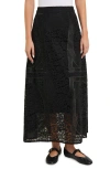 Misook Modern Fit Textural Woven Maxi Skirt In Black