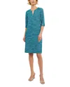 Misook Patch Pocket Shift Dress - Heritage Fit In French Blue/ivory/black