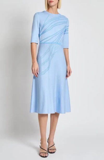 Misook Tonal Abstract Fit And Flare Dress In Arctic