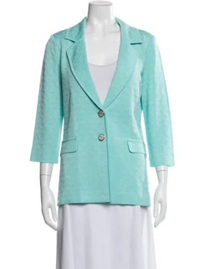 Pre-owned Misook Patterned Blazer In Blue