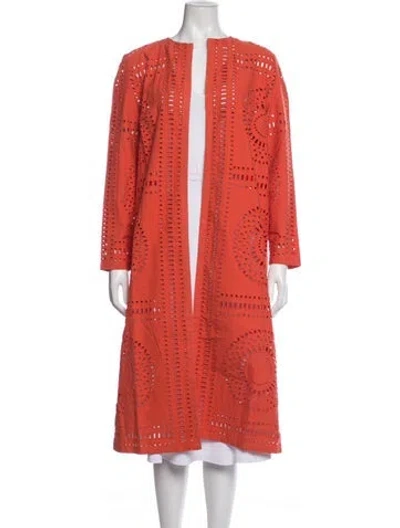 Pre-owned Misook Patterned Coat W/ Tags In Orange