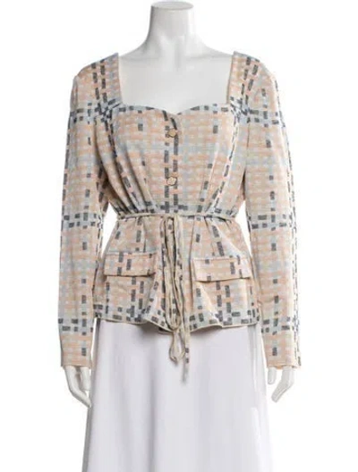 Pre-owned Misook Patterned Jacket W/ Tags In Orange