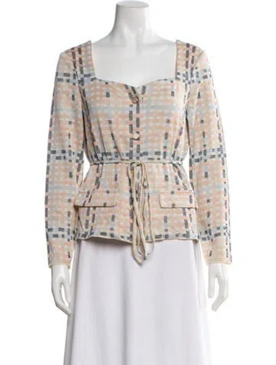 Pre-owned Misook Patterned Jacket W/ Tags In Orange