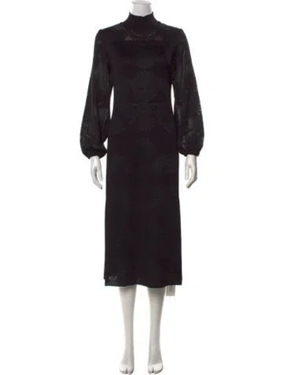 Pre-owned Misook Patterned Midi Length Dress W/ Tags In Black