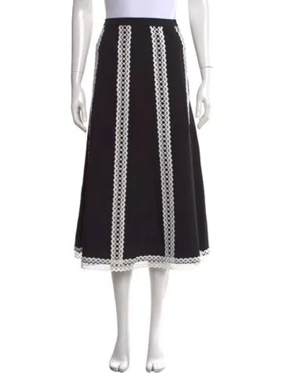Pre-owned Misook Patterned Midi Length Skirt In Black