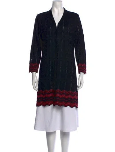 Pre-owned Misook Patterned V-neck Sweater In Black