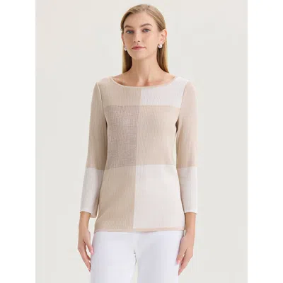 Misook Pearlescence Colorblock Knit Tunic In Brown