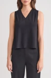 Misook Pima Cotton V-neck Tank In Black