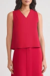 Misook Pima Cotton V-neck Tank In Red