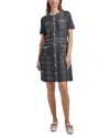 Misook Plaid Tweed-knit Button-front Midi Dress In Black/white