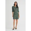 Misook Plaid Multi-stitch Knit Sheath Dress In Green