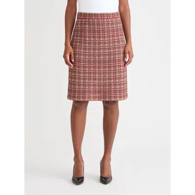 Misook Plaid Multi-stitch Straight Skirt