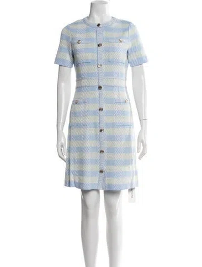 Pre-owned Misook Plaid Print Knee-length Dress W/ Tags In Blue