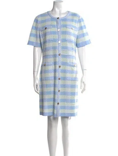 Pre-owned Misook Plaid Print Knee-length Dress W/ Tags In Blue