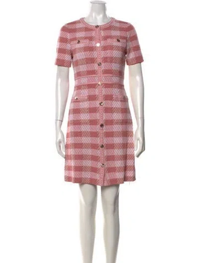 Pre-owned Misook Plaid Print Knee-length Dress W/ Tags In Pink