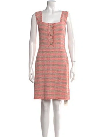 Pre-owned Misook Plaid Print Knee-length Dress W/ Tags In Pink
