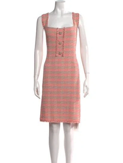 Pre-owned Misook Plaid Print Knee-length Dress W/ Tags In Pink