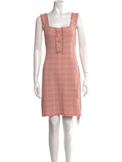 Pre-owned Misook Plaid Print Knee-length Dress W/ Tags In Pink