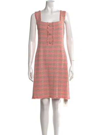 Pre-owned Misook Plaid Print Knee-length Dress W/ Tags In Pink