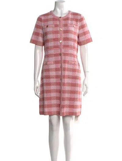 Pre-owned Misook Plaid Print Knee-length Dress W/ Tags In Pink
