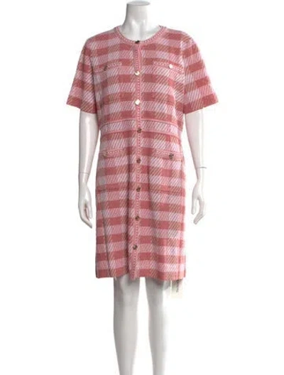 Pre-owned Misook Plaid Print Knee-length Dress W/ Tags In Pink