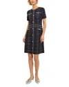 Misook Plaid Tweed-knit Button-front Midi Dress In Black/white