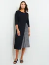 Misook Contrast Panel Knit Dress In Black/white