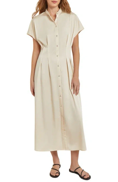 Misook Midi Fit & Flare Dress - Dolman Sleeve Woven In Parchment
