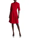 Misook Pleated Stretch Ponte Dress In Red