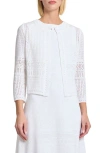 Misook Modern Fit Pointelle Knit Jacket In White