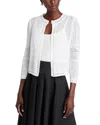 Misook Modern Fit Pointelle Knit Jacket In White