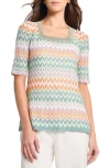 Misook Pointelle Zigzag Knit Tunic In Multi